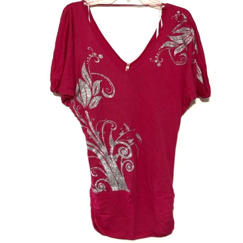 Papaya shimmering Floral print detailed blouse